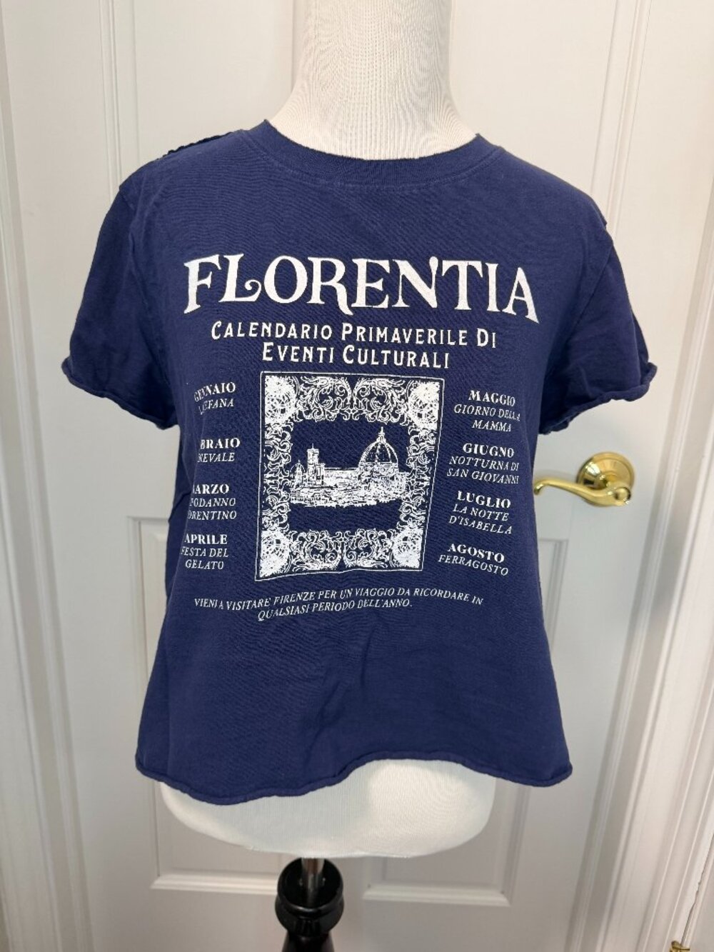 Anthropologie Maeve Florentia Florence Graphic T-Shirt Navy Women’s Medium